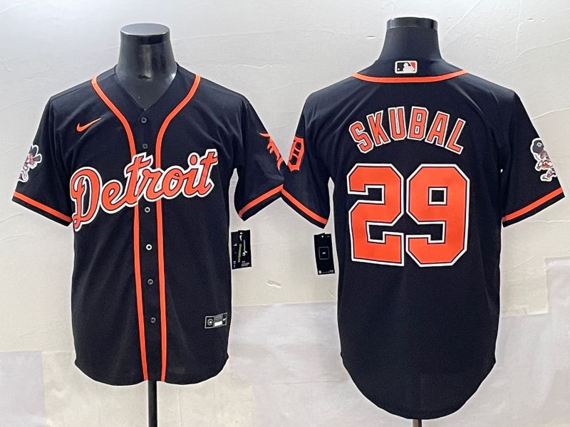 Men 2025 Detroit Tigers #29 Skubal Black Joint Name Nike MLB Jersey style 3